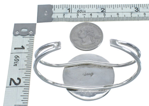 Turquoise And Silver Native American Zuni Cuff Bracelet AX124826